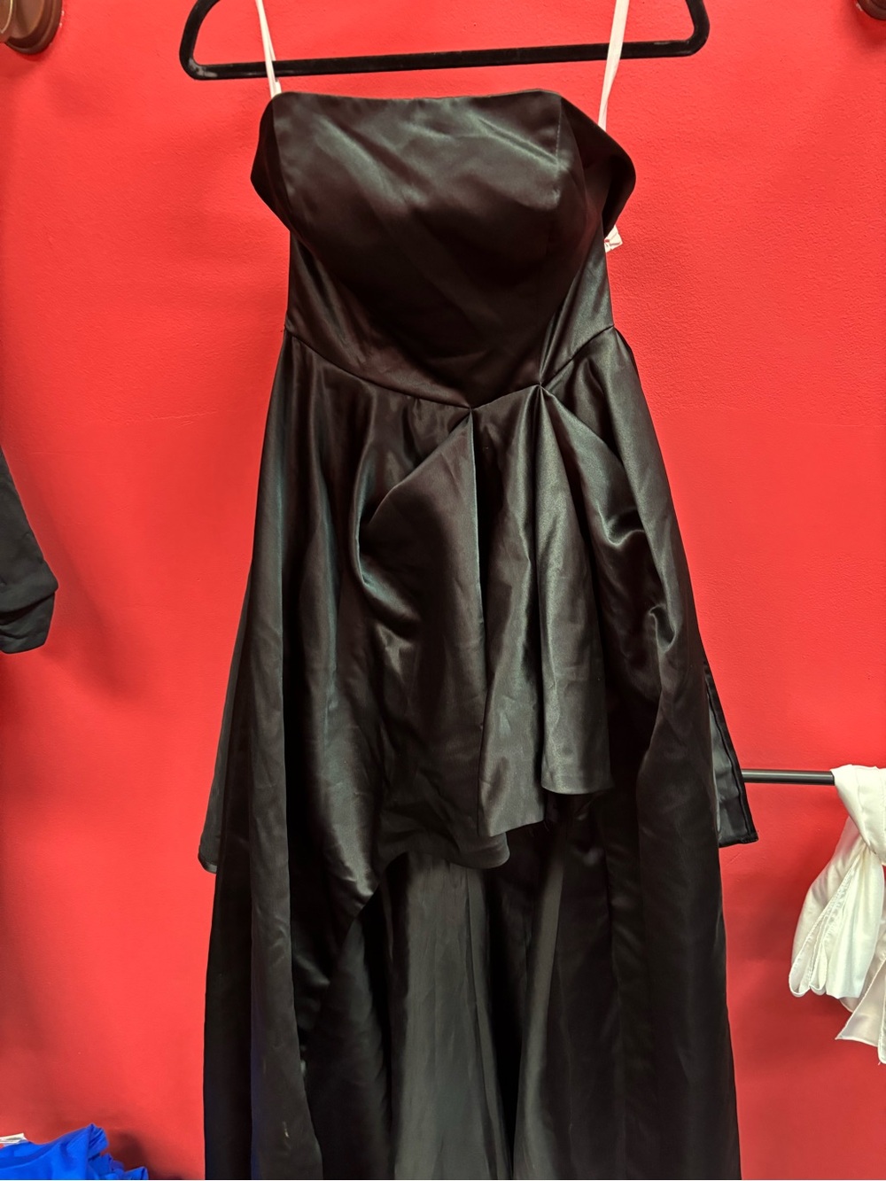 Black Strapless Satin Evening Dress